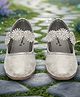 boyz n galz Floral Applique Detailed Stones Embellished Velcro Closure Ballerinas - Silver