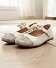 boyz n galz Bow Applique & Floral Detailed Stones Embellished Mary Jane Velcro Closure Ballerinas - White