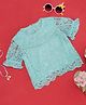 Pantaloons Junior Lace Knit Half Sleeves Embroidered Top - Blue