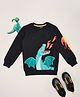 Pantaloons Junior Cotton Knit Full Sleeves Dragon Printed Light Winter Sweatshirt - Black