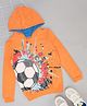 Pantaloons Junior Cotton Full Sleeves Football Printed Light Winter Hoodie - Orange