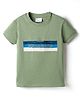 Olio Kids Sinker Knit Half Sleeves Text Printed T-Shirt - Olive Green