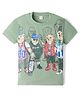 Olio Kids Sinker Knit Half Sleeves T-Shirt With Teddy Bear Print - Olive Green
