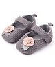 KIDLINGSS Flower Applique Detailed Velcro Closure Booties - Grey