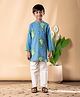 READIPRINT Cotton Woven Full Sleeves Abstract Printed Kurta & Pyjama Set - Blue