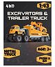 Elecart 1:43 4WD Diecast Alloy Engineering Excavators and Trailer Trucks Friction Powered Car Vehicle Toy Operational Parts, Strong Material, Ideal Toys Durable & Engaging Kids Toys (Age 3+)