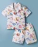 JASH KIDS Cotton Woven Half Sleeves Co-ords Shirt & Shorts Set with Leaf Print - White