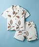 JASH KIDS Cotton Woven Half Sleeves Co-ords Shirt & Shorts Set with Leaf Print - Brown