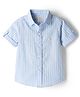 JASH KIDS Cotton Woven Half Sleeves Striped Shirt - Light Blue