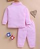 Unfab Cotton Jersey Knit Full Sleeves Solid Winter Thermal Vest & Pants Set - Pink