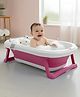 StarAndDaisy Bath Tub for Baby Foldable Bath tub for Kids with Cushion, Space Saving Design, Newborn Baby Folding Bathing Tub Girls & Boys with Soap Tray, Easy to Store-Pink