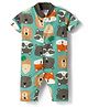 Kidi Wav Half Sleeves Animals Printed Romper - Multi Colour