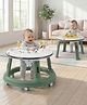 R for Rabbit Little Feet Hopper Baby Walker with Activity Table 2-in-1 Convertible Design for Kids 6-36 Months | Height Adjustment Push Walker Toy Bar with Music & Light | 360° Rotating Seat (Green White)