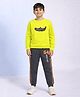 Kiwi Fleece Knit Full Sleeves Crocodile Applique Winter Sweatshirt & Joggers Set - Green & Grey