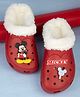 Yellow Bee Disney Mickey Mouse  Featuring Character Applique Detailed Plush Line Perforated Clogs - Red