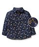 TONYBOY Denim Woven Full Sleeves Guitar Printed Shirt - Navy Blue