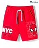 Honeyhap Marvel Terry Knit Knee Length Shorts With Spider-Man Graphic - Red