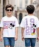 Honeyhap Disney Single Jersey Knit Half Sleeves T-Shirt with Front & Back Mickey Mouse Graphic - White