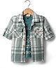 Rikidoos Cotton Woven Full Roll Up Sleeves Checkered Shirt With  Text Printed T-Shirt - Sea Green