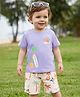 Babyoye 100% Cotton Knit Half Sleeves Beach Theme Printed T-Shirt & Shorts Set - Purple