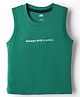 Pink Rabbit Single Jersey Knit Sleeveless Tank T-Shirt with Always with Smile Print - Green