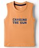 Pink Rabbit Single Jersey Knit Sleeveless Tank T-Shirt with Chasing The Sun Print - Orange