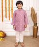 Biglilpeople Cotton Woven Full Sleeves Geometric Printed Kurta & Pyjama Set - Purple