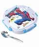 SKI Plastoware Spider Man Printed Steel Lunch Box with Spoon cum Fork - White