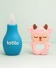 Totilo Baby Nose Sucker & Baby Teether Combo | Safe Nasal Aspirator + BPA-Free Teething Toy for Newborns & Infants- Blue & Pink