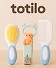 Totilo Baby Soft Bristle Hair Brush Comb Set with Cute Nail Clipper - Blue
