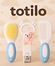 Totilo Baby Soft Bristle Hair Brush Comb Set with Cute Nail Clipper - Blue & White