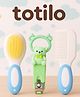 Totilo Baby Soft Bristle Hair Brush Comb Set with Cute Nail Clipper - Blue & Green