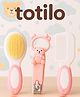 Totilo Baby Soft Bristle Hair Brush Comb Set with Cute Nail Clipper - Pink & Pink