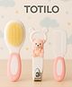 Totilo Baby Soft Bristle Hair Brush Comb Set with Cute Nail Clipper - Pink & White