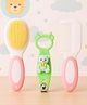 Totilo Baby Soft Bristle Hair Brush Comb Set with Cute Nail Clipper - Pink & Green