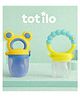 Totilo Premium Silicone Fruit Mickey Nibbler & Rattle Nibbler - Yellow & Blue (Pack of 2)