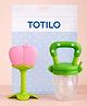 Totilo Bpa Free 100 % Silicone Fruit Shape Teether And Fruit Feeder - Pink & Green (Pack Of 2)