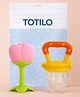 Totilo Bpa Free 100 % Silicone Fruit Shape Teether And Fruit Feeder - Pink & Yellow (Pack Of 2)