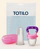 Totilo Fruit Feeder Nibbler With Baby Silicone Finger Brush/Oral Brush/Baby Tounge Cleaner - Pink & Pink (Pack Of 2)