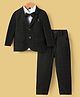Robo Fry Cotton Woven Full Sleeves Solid 3 Piece Party Suit With Bow - Black