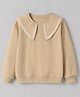 Aww Hunnie Terry Knit Full Sleeves Lace Detailed Light Winter Sweatshirt - Beige