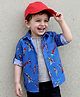 Rikidoos Cotton Woven Full Sleeves Parrot Printed Shirt With Attached Inner Tee & Cap - Blue