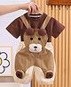 POP STREET KIDS Cotton Knit Bear Printed Dungaree With Half Sleeves Tee Set - Brown