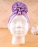 KIDLINGSS Cotton Floral Applique Detailed Turban Cap - Purple - Circumference 33 Cm