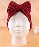 KIDLINGSS Cotton Bow Applique Detailed Turban Cap - Maroon - Circumference 33 Cm