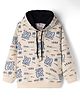 Smarty Boys Looper Knit Full Sleeves Hooded Sweatshirt with Super Cool Print - Cream