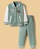 Pepito Fleece Knit Full Sleeves Winter Wear Suit with Text Embroidery - Pale Green