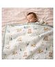 Honor Your Home Organic Cotton Super Soft Absorbent Muslin 6 Layer Blanket - Rabbit Print - Green