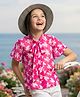 Pine Kids Woven Half Frill Sleeves Floral Printed Top With Inner Tee - Pink