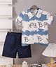 Mark & Mia Cotton Half Sleeves Shirt & Shorts Set with Dino Print - Multicolor